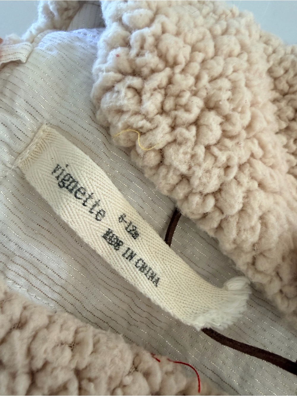 Vignette Mae Vest Plush Cream Sherpa Vest with Pom Pom Ties - Picture 4 of 7